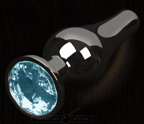 Графитовая удлинённая анальная пробка с голубым кристаллом Пикантные штучки DP11S002M2-1GLWB (12 см)