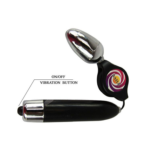 Серебрянное виброяйцо с растягивающимся шнуром Baile BI-014122-3