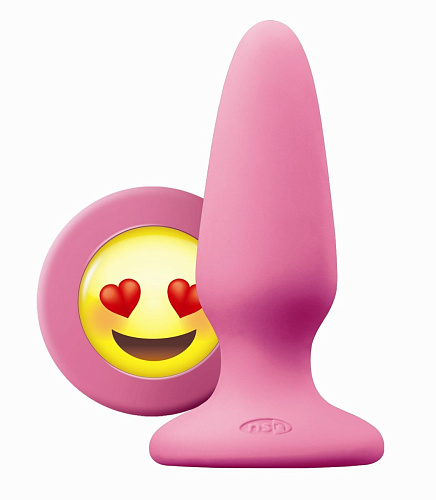 Розовая силиконовая пробка среднего размера NS Novelties Emoji ILY NSN-0513-14 (10,2 см)