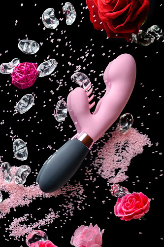 Розовый вибромассажёр с клиторальным стимулятором Eromantica Ornella 230202 (21,5 см)