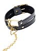 Чёрный ошейник с золотистым цепным поводком Pipedream Collar Leash PD3978-23