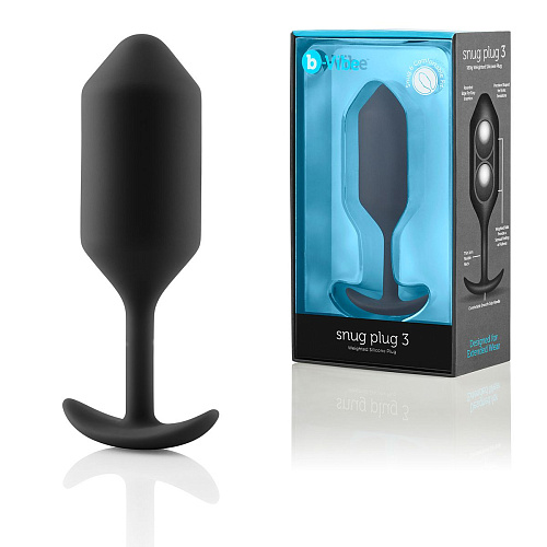 Чёрная пробка для ношения b-Vibe Snug Plug 3 BV-009-BLK (12,7 см)