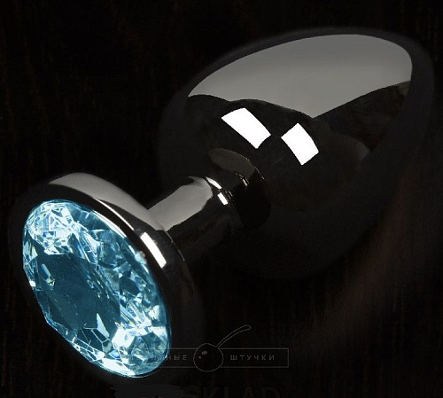 Графитовая анальная пробка с голубым кристаллом Пикантные штучки DPBP041SWB (6 см)