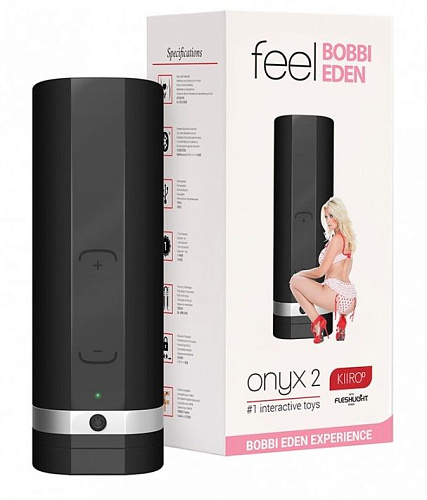 Мастурбатор чёрного цвета Kiiroo ONYX 2 TELEDILDONIC MASTURBATOR BOBBI EDEN E28469