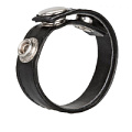 Чёрная кожаная утяжка для пениса California Exotic Novelties Leather 3-Snap Ring SE-1411-03-2