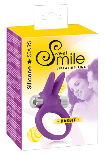 Фиолетовое эрекционное кольцо с вибрацией Orion Smile Rabbit 0583537