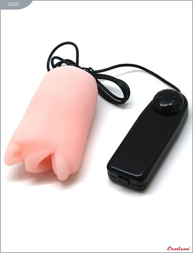 Мастурбатор-ротик с вибрацией из ультраскин телесного цвета Eroticon 30201