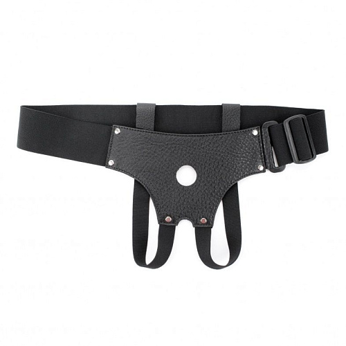 Чёрные трусики для страпона с маленьким отверстием БДСМ арсенал 52007ars