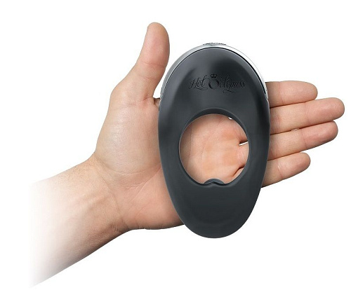 Чёрное эрекционное виброкольцо с двумя виброэлементами Hot Octopuss ATOM PLUS HO11