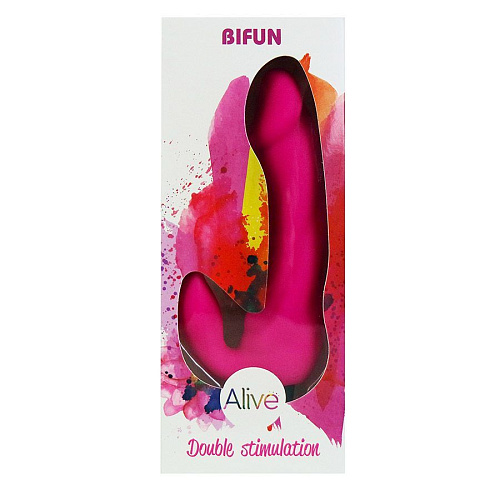 Розовый вибратор с клиторальным отростком Adrien Lastic Bifun 20481 (16,5 см)