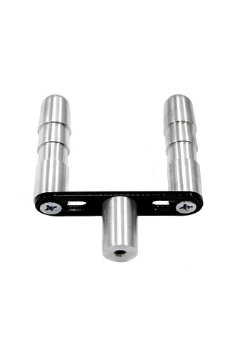 Серебристый двойной адаптер для фаллоимитаторов LoveMachines FMA0108