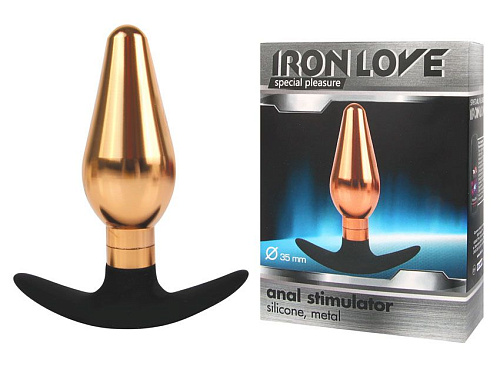 Анальная каплевидная втулка золотисто-чёрного цвета Bior toys IL-28004-GLD (10,9 см)