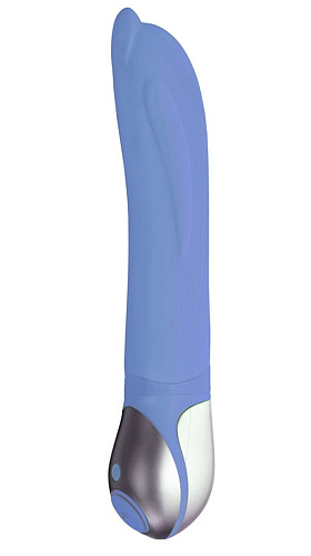 Голубой вибромассажёр с кончиком в форме головы дельфина Vibe Therapy Nivana V01A1S002-B3 (23 см)