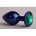 Синяя анальная пробка с зелёным стразом 4sexdreaM 47415-6 (7,6 см)