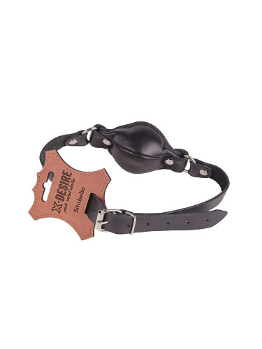 Чёрный кожаный кляп на регулируемых ремешках Sitabella 3093-1