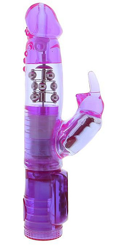 Водонепроницаемый фиолетовый вибромассажёр со стимулятором клитора Seven Creations 2K933CLV BCD (17 см)