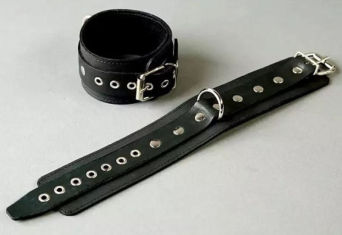 Чёрные узкие поножи из кожи Подиум Р253