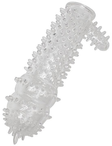 Прозрачная шипастая насадка с язычком Eroticon 30391 (14,2 см)