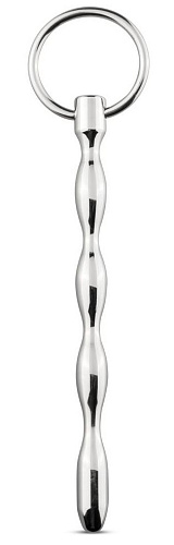 Серебристый уретральный стимулятор EDC Wholesale Sinner Solid Metal Dilator With Ring SIN032