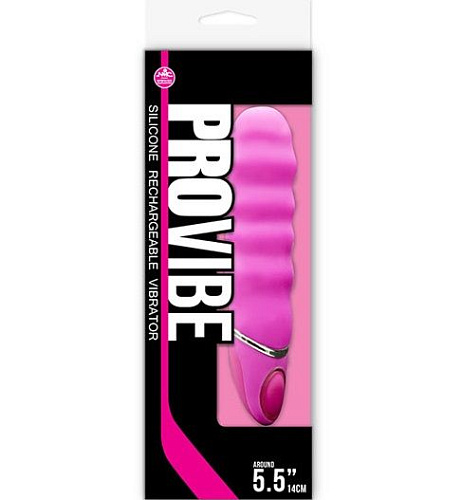 Розовый перезаряжаемый вибратор с волнами на стволе NMC PROVIBE 111701 (14 см)