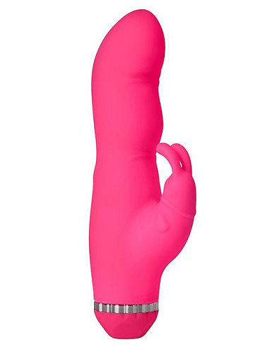 Розовый вибратор с клиторальным стимулятором Dream Toys PURRFECT SILICONE DELUXE DUOVIBE 21296 (17,5 см)