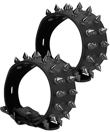 Чёрные поножи с острыми шипами Shots Media BV OU288BLK