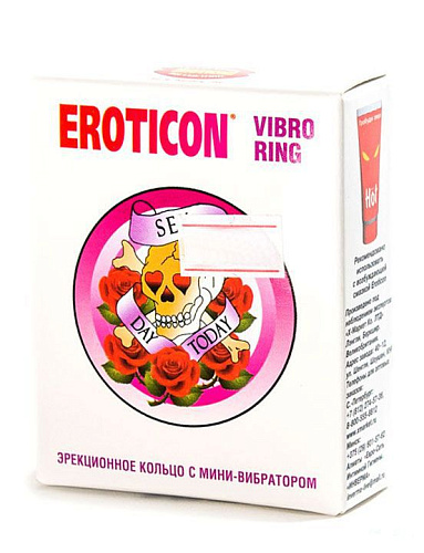 Эрекционное розовое кольцо «Киска» с мини-вибратором Eroticon 30237