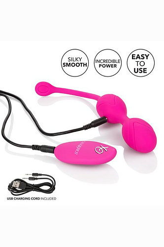 Розовые вагинальные шарики с ДУ и функцией памяти California Exotic Novelties Remote Dual Motor Kegel System SE-0077-43-3