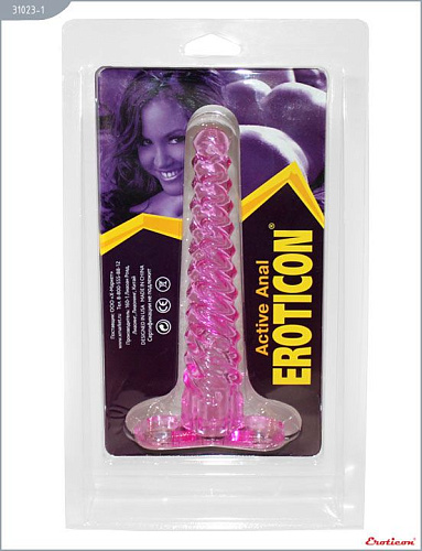 Розовый анальный конус со спиралевидным рельефом Eroticon 31023-1