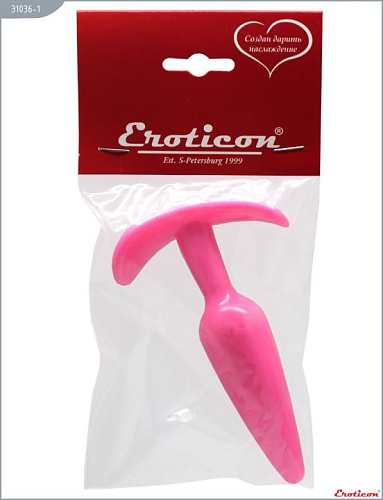 Розовая анальная пробка для ношения Eroticon 31036-1 (12 см)