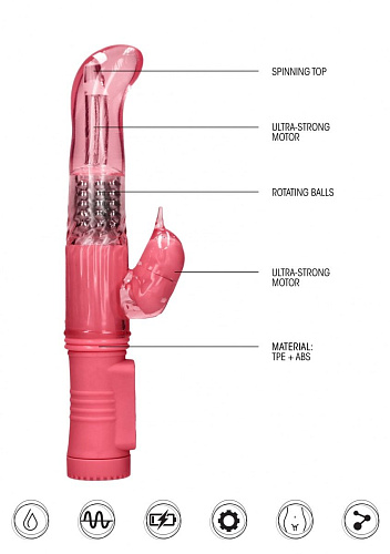Розовый вибратор-кролик Shots Media BV Rotating Dolphin SHTO004PNK (23 см)