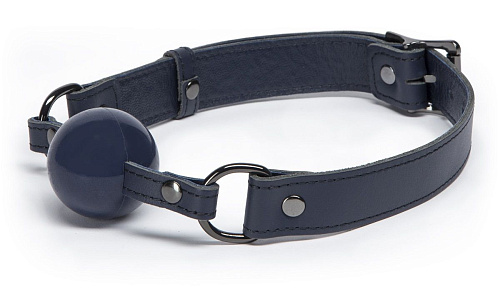 Тёмно-синий кляп-шар на кожаных ремешках Fifty Shades of Grey DARKER LIMITED COLLECTION BALL GAG FS-65098