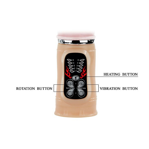 Вибратор с клиторальным стимулятором и функцией нагрева телесного цвета Baile BW-062002-1002