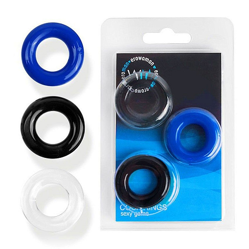 Набор из трех разноцветных эрекционных колец Bior toys Erowoman-Eroman EE-10194