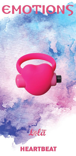 Розовое эрекционное виброколечко Lola toys Emotions Heartbeat 4006-01Lola