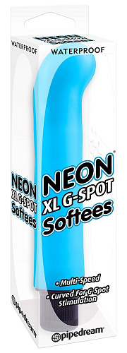 Голубой вибромассажёр с загнутым кончиком Pipedream XL G-Spot Softees PD1407-14 (16,2 см)