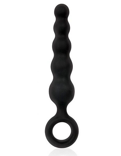 Чёрный анальный стимулятор-ёлочка с ограничительным колечком Bior toys SEM-55197 (8,5 см)
