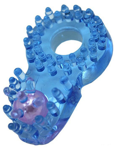 Разноцветное кольцо с клиторальным язычком и шипиками Eroticon 31009