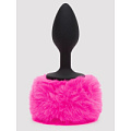 Чёрная анальная пробка с розовым хвостом Happy Rabbit Small Bunny Tail Butt Plug 80243