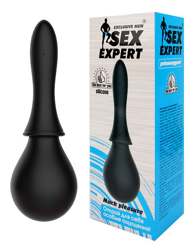 Чёрный силиконовый конический анальный душ Bior toys SEM-55128