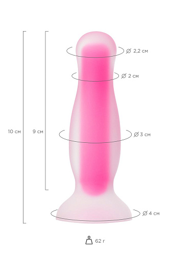 Розовая, светящаяся в темноте анальная втулка Штучки-дрючки 690118 (10 см)