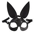 Чёрная кожаная маска Sitabella «Зайка» 3186-1t