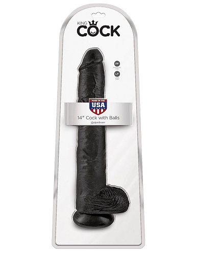 Чёрный фаллоимитатор-гигант Pipedream 14 Cock with Balls PD5534-23 (37,5 см)