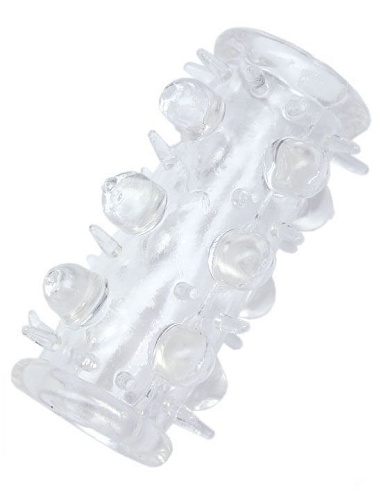 Сквозная разноцветная насадка с шипами и шишечками Eroticon 31021 (7,6 см)