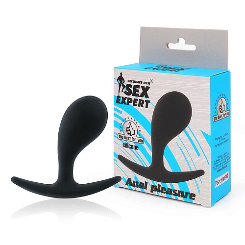 Чёрная каплевидная анальная пробка с ограничителем Bior toys SEM-55192 (7,7 см)