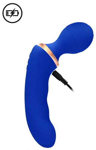 Синий двусторонний вибратор Shots Media BV Charm ELE014BLU (18 см)