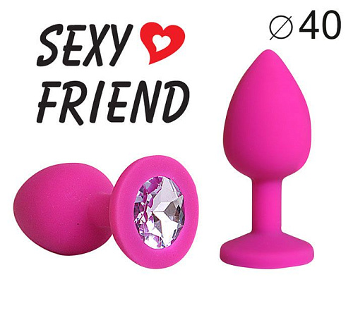Ярко-розовая анальная пробка с сиреневым кристаллом Bior toys SF-70290-15 (9,5 см)