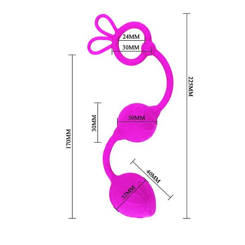 Лиловые анальные шарики из силикона Baile Balls BI-014205 (22,5 см)