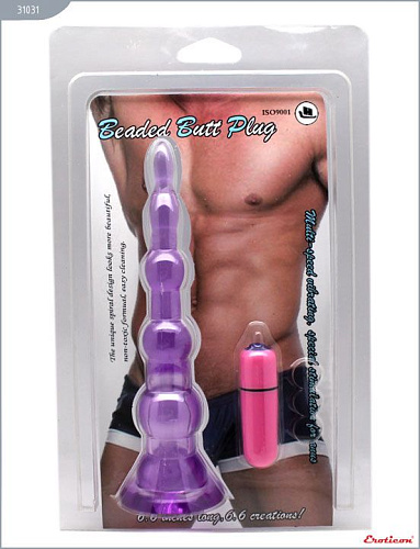 Фиолетовый анальный конус с вибропулькой Eroticon 31031 (17 см)