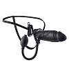 Полый чёрного цвета увеличивающийся страпон с вибрацией Pipedream Inflatable Vibrating Hollow Silicone Strap-On PD3782-23
